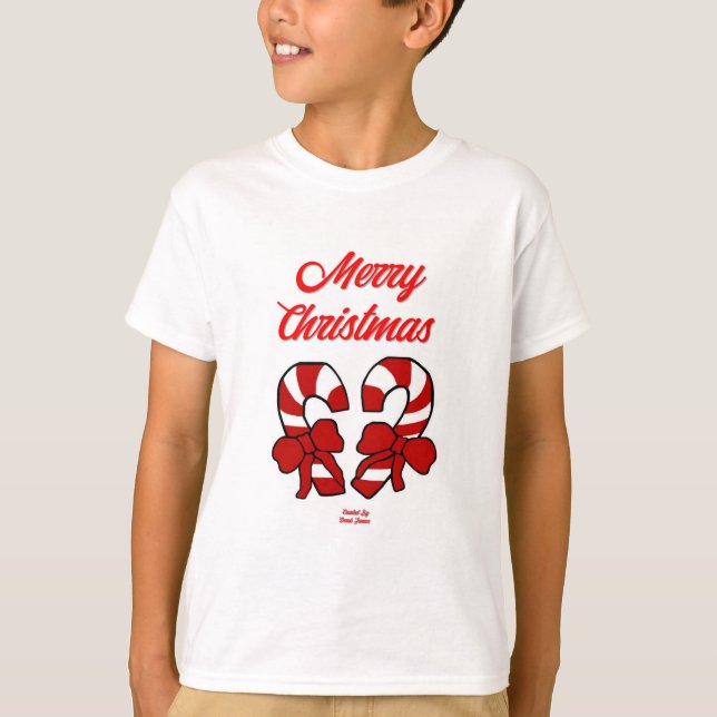 T-shirt Sucres de canne de Noël Garçons Blanc Basic T Chem (Devant)