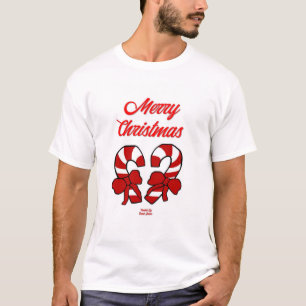 T-shirt Sucres de canne de Noël Homme Blanc Basique T Chem