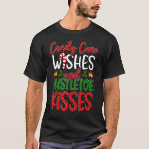 T-shirt Sucres de canne Et Mistletoe Kisses Vacances Chr