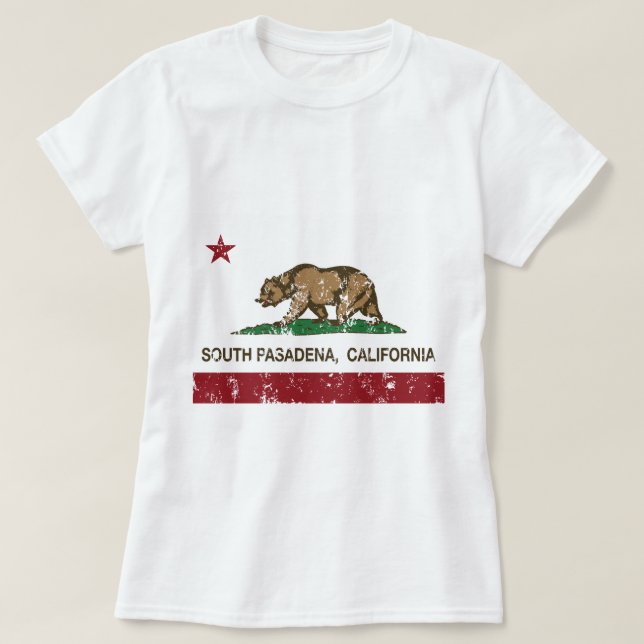 T-shirt Sud Pasadena de drapeau d'état de la Californie (Design devant)