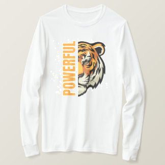 T-shirt Sudadera con dibujo de Tigre y palabra Powerful