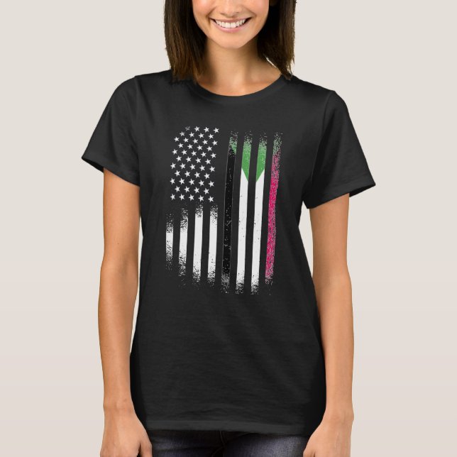 T-shirt Sudanese American Patriot Grown Country USA Flags  (Devant)