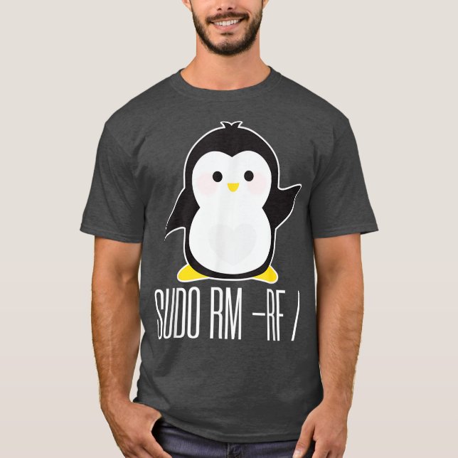 T-shirt sudo rm rf Funny Linu sysadmin, commande (Devant)
