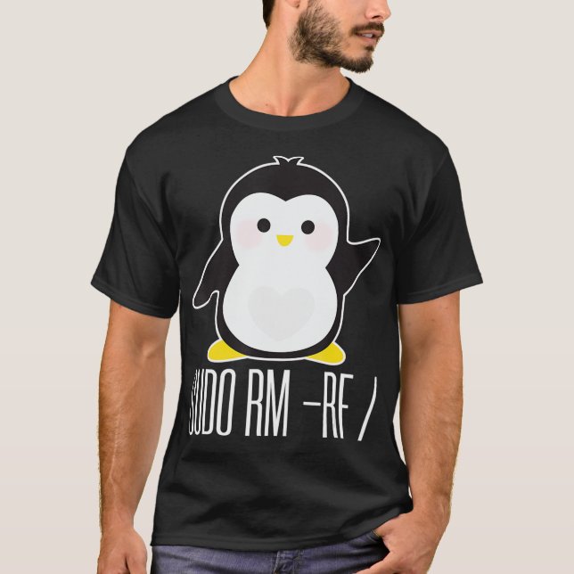 T-shirt sudo rm rf Funny Linu sysadmin, commande (Devant)