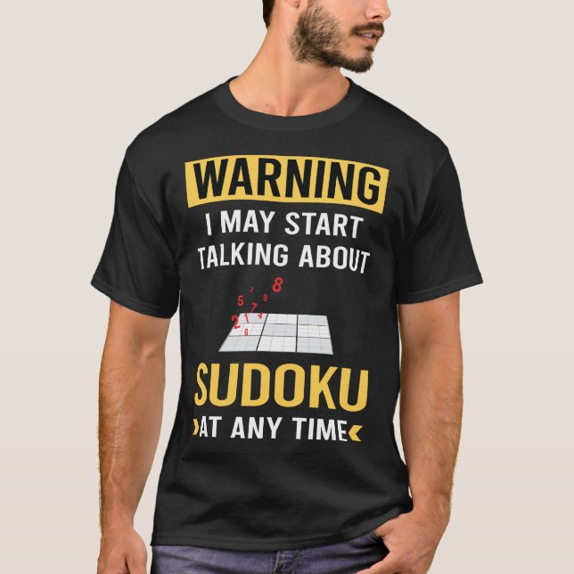 T-shirt Sudoku d'avertissement drôle (Devant)