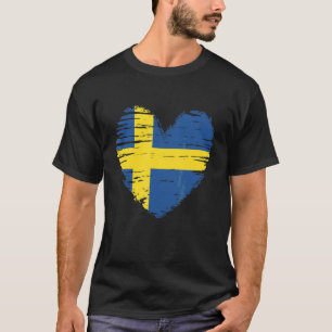 T-shirt Suède Coeur Suède Drapeau suédois Fierté suédoise
