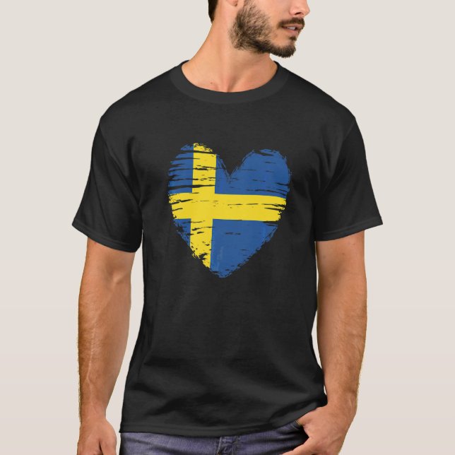 T-shirt Suède Coeur Suède Drapeau suédois Fierté suédoise (Devant)