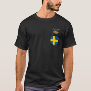 T-shirt Suède Drapeau Chihuahua Noir Chien Dans Une Poche