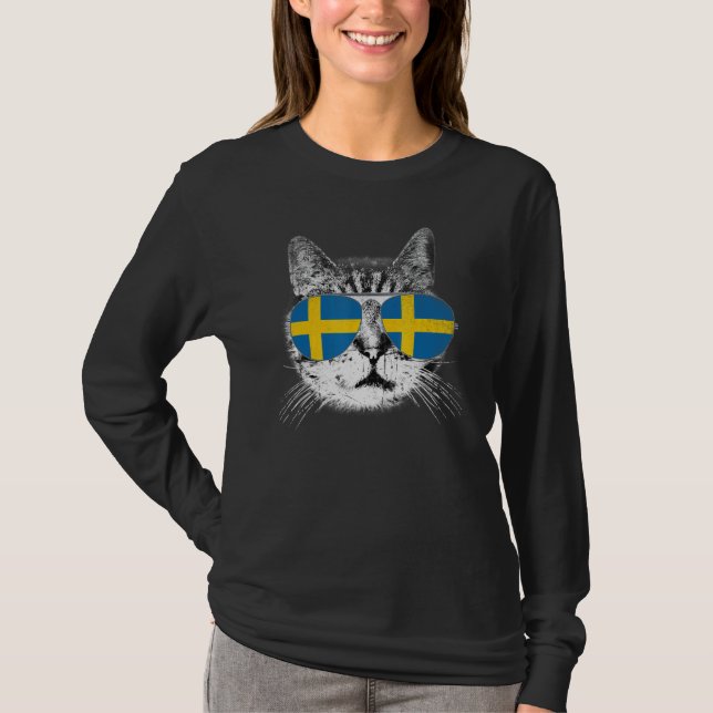 T-shirt Suède Drapeau Pays Racines Cat Pride (Devant)