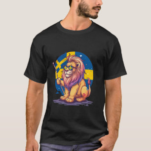 T-shirt Suède Fierté suédoise Lion mignon Sverige Drapeau