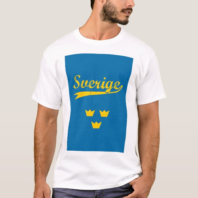 T-shirt Suède, Sverige, 3 couronnes (Devant)