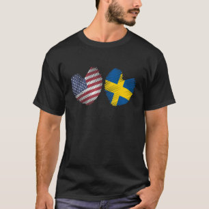 T-shirt Suède USA Coeur Américain Drapeau suédois Drapeau