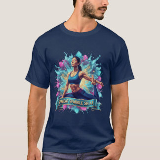 T-shirt Sueur Étincelle Briller Yoga Pose Motivation Fitne