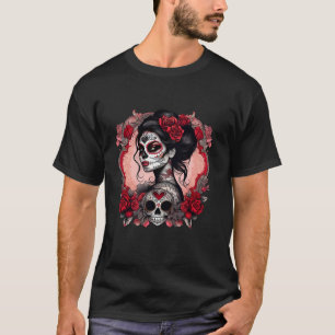 T-shirt Sugar Crâne Femmes De Los Muertos La Catrina Jour 