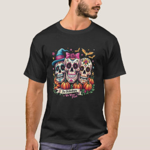 T-shirt Sugar Skull En Octobre Nous Portons Le Cancer Du S