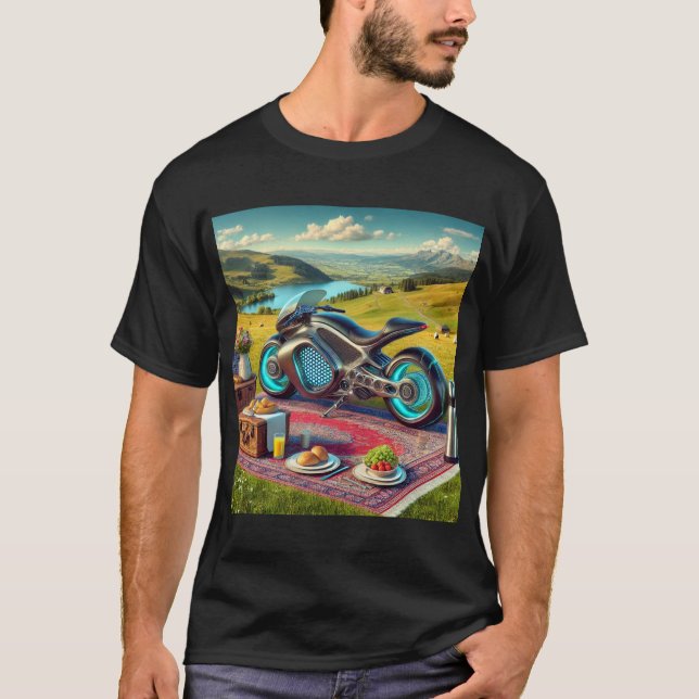 T-shirt Suggestion de pique-nique pour moto (Devant)