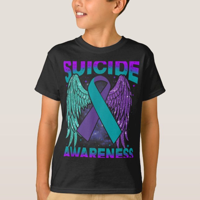 T-shirt Suicide Awareness Clothing Wings Ribbon Suicide Pr (Devant)