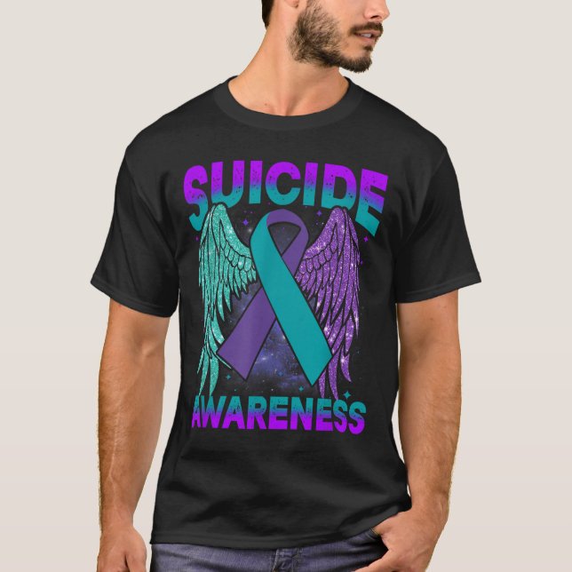 T-shirt Suicide Awareness Clothing Wings Ribbon Suicide Pr (Devant)