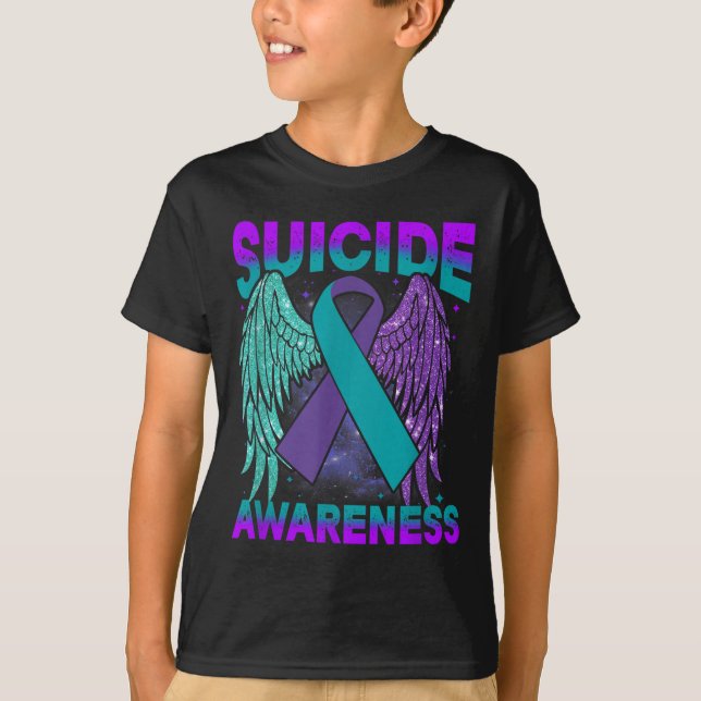 T-shirt Suicide Awareness Clothing Wings Ribbon Suicide Pr (Devant)