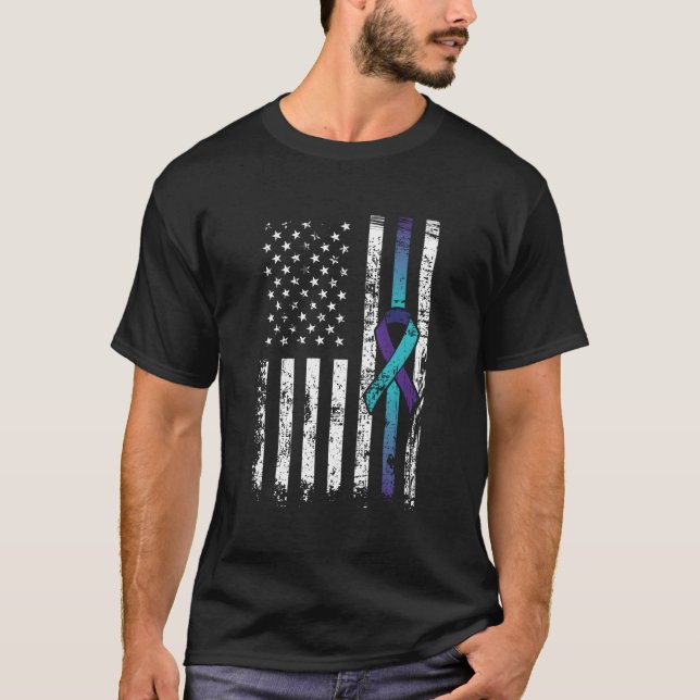 T-shirt Suicide Depression American Flag Prevention (Devant)
