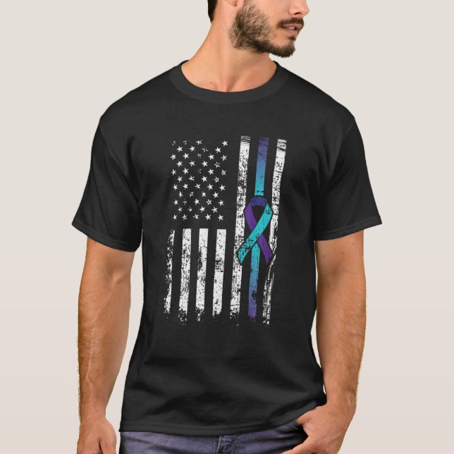 T-shirt Suicide Depression American Flag Prevention (Devant)