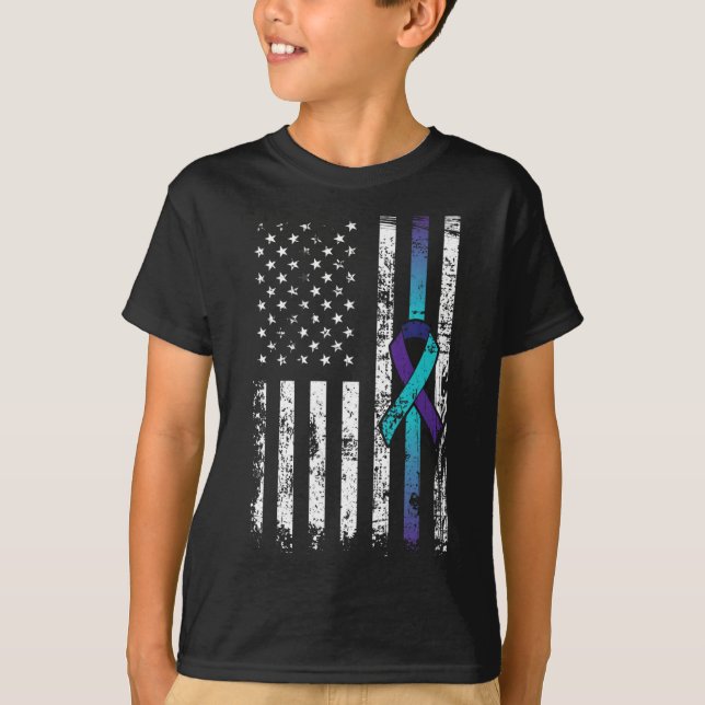 T-shirt Suicide Depression American Flag Prevention (Devant)