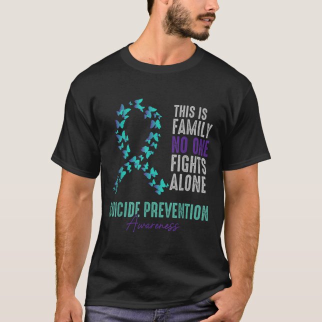 T-shirt Suicide Prevention Awareness Butterfly Teal Purple (Devant)