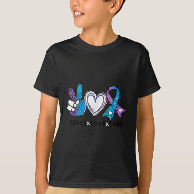 T-shirt Suicide Prevention Awareness Teal &amp; Purple Rib (Devant)