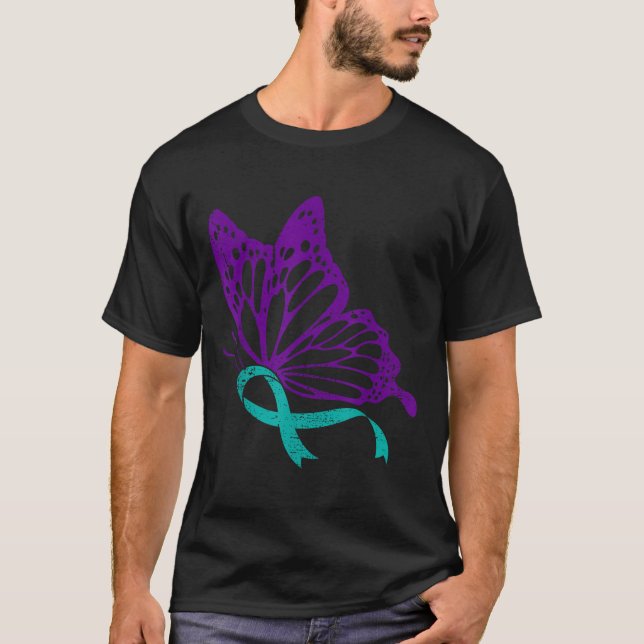 T-shirt Suicide Prevention Awareness Teal &amp; Purple Rib (Devant)
