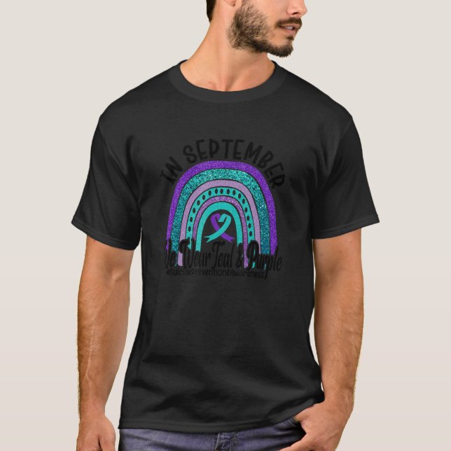 T-shirt Suicide Prevention Awareness Teal and Purple Rainb (Devant)