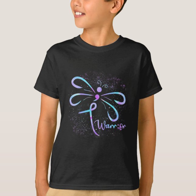 T-shirt Suicide prevention Dragonfly Semicolon (Devant)