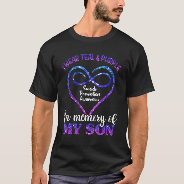 T-shirt Suicide Prevention Teal & Purple In Memory Of My S (Devant)