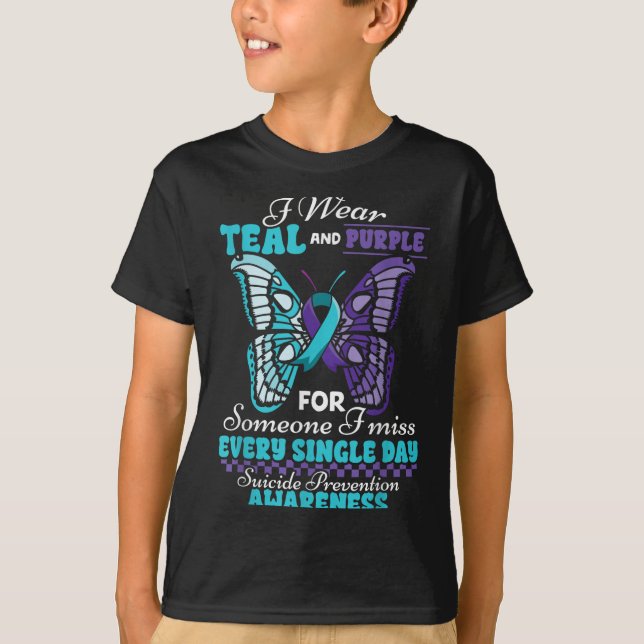 T-shirt Suicide Prevention Wear Teal Purple Someone I Miss (Devant)
