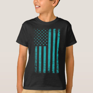 T-shirt Suicide Sensibilisation Usa Drapeau Turquoise Purp