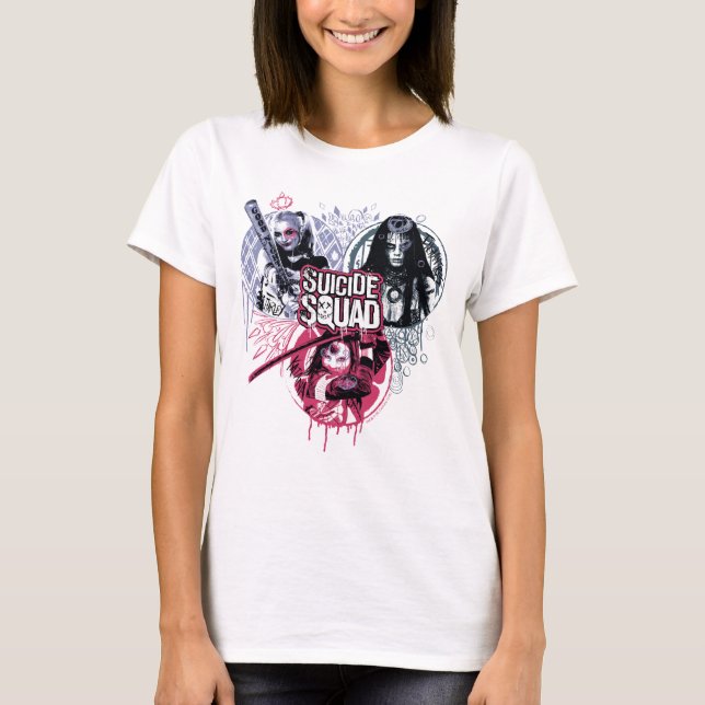 T-shirt Suicide Squad | Squad Girls Graffiti Badges (Devant)