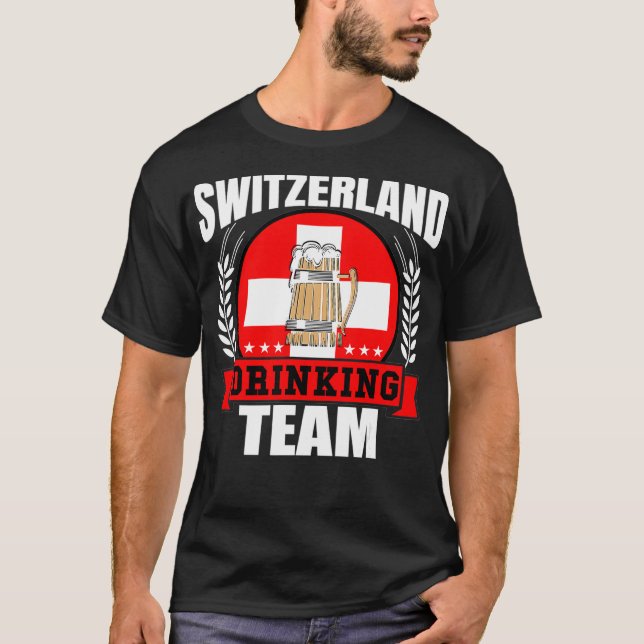 T-shirt Suisse Boire Team Funny Swiss Flag Beer (Devant)
