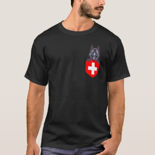 T-shirt Suisse Drapeau Norvégien Elkhound Dog À Poche