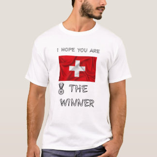 T-shirt Suisse-Fierté-Drapeau-Suisse-Or-Médaille