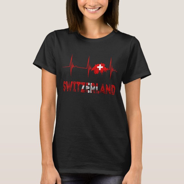 T-shirt Suisse Hearbeat EKG Pulse Schweiz Drapeau suisse (Devant)