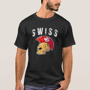 T-shirt Suisse Mohawk Skull Design Sport Supporter Su