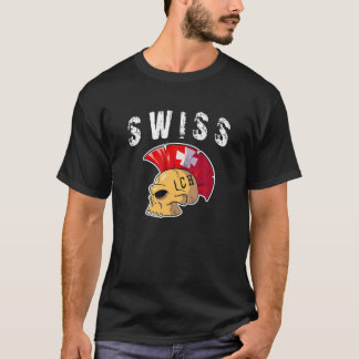 T-shirt Suisse Mohawk Skull Design Sport Supporter Su