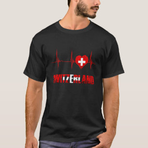 T-shirt Suisse Schweiz Swiss Flag Heartbeat EKG