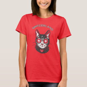 T-shirt Suisse Soccer Chat Mascotte Fan drapeau suisse