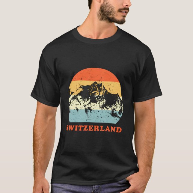 T-shirt Suisse Vintage Mountain Lovers Vacation Thon (Devant)