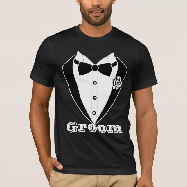 T-shirt Suite homme mignonne Tuxedo Groom personnalisée (Devant)