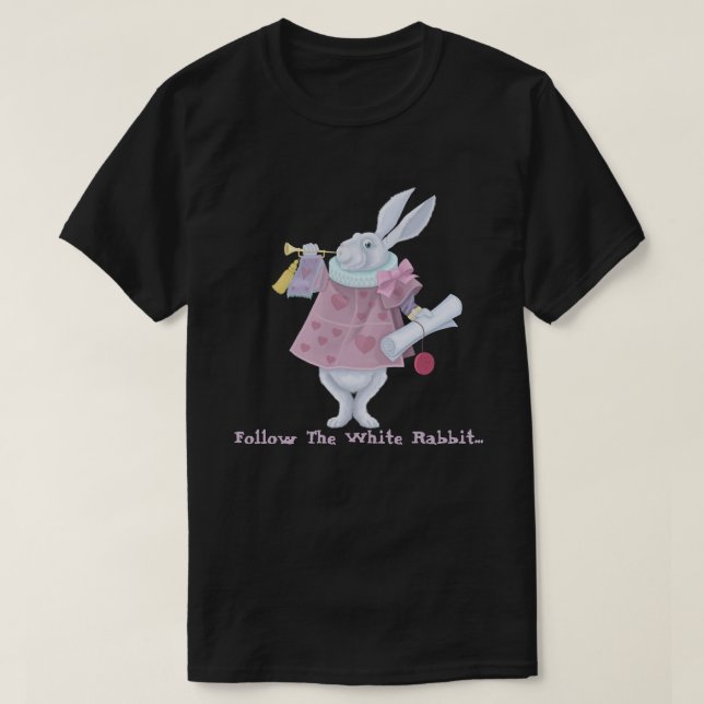 T-shirt Suivez Le Lapin Blanc (Design devant)