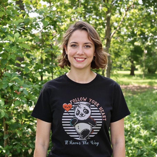 T-shirt Suivez Votre Coeur Panda Cute Inspiration (Créateur téléchargé)
