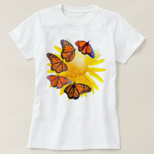 T-shirt Suivre le papillon du Monarque d'aquarelle clair
