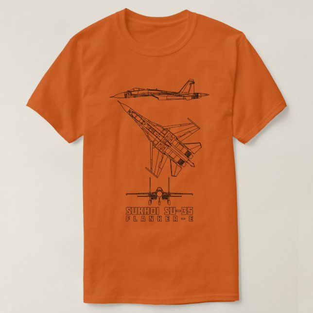 T-shirt Sukhoi Su35 Avion de chasse russe Jet Blueprint Di (Design devant)