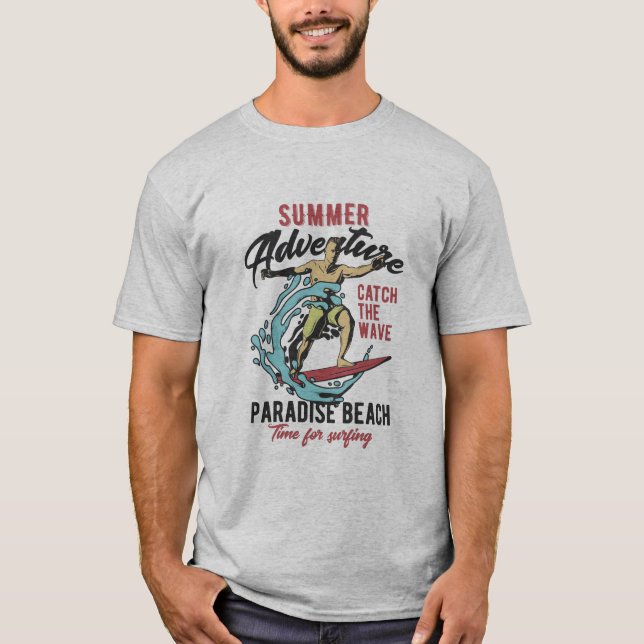 T-shirt Summer Adventure attrape la vague (Devant)